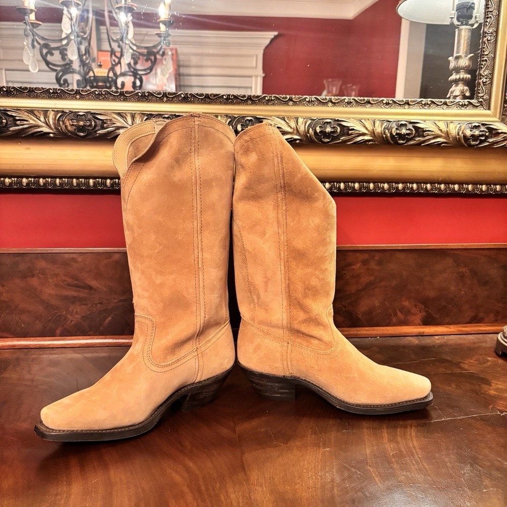 Dingo Womens 7M Camel Suede Fringe Western Boots Knee High Cowgirl Boho Festival - Picture 7 of 10